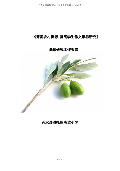 开发农村资源-提高学生作文素养研究工作报告
