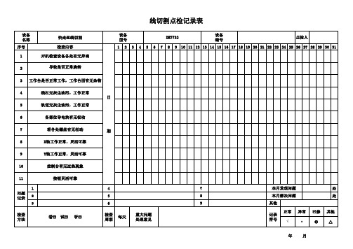 线切割点检表 