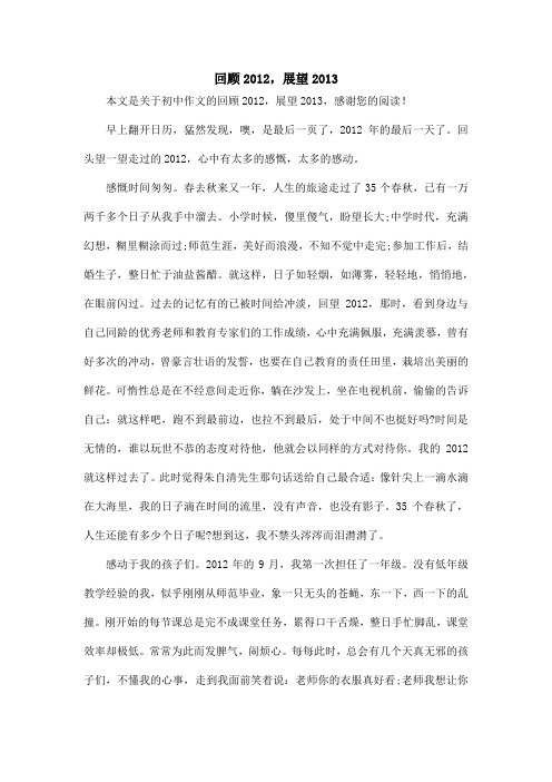 回顾2012,展望2013_初中作文