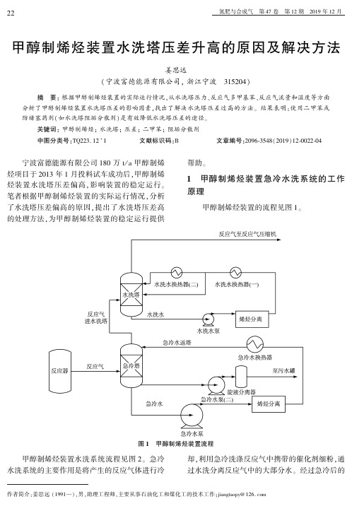 甲醇制烯烃装置水洗塔压差升高的原因及解决方法