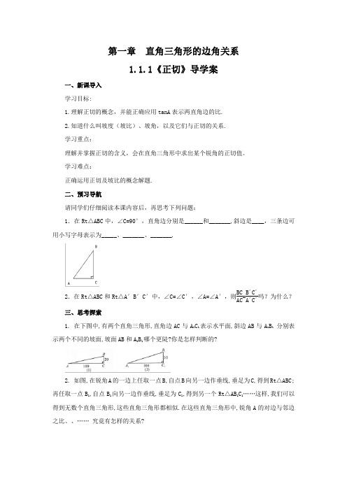 版本1)1.1.1 正切   导学案