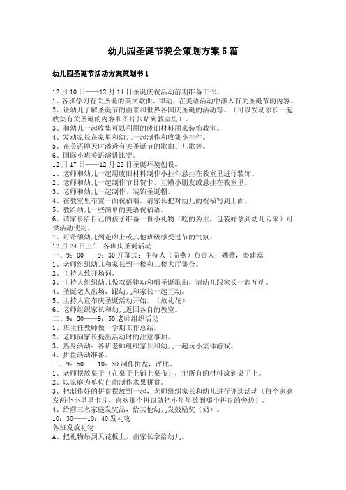 最新完美版幼儿园圣诞节晚会策划方案5篇