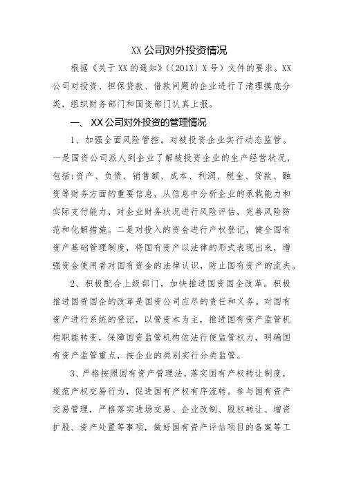 对外投资情况说明