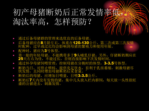 初产母猪断奶后正常发情率