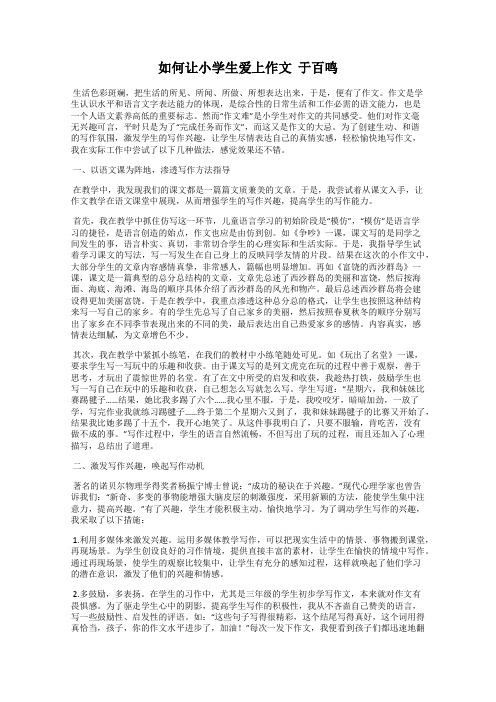 如何让小学生爱上作文  于百鸣