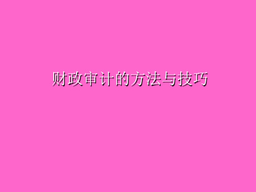 财政审计的方法与技巧