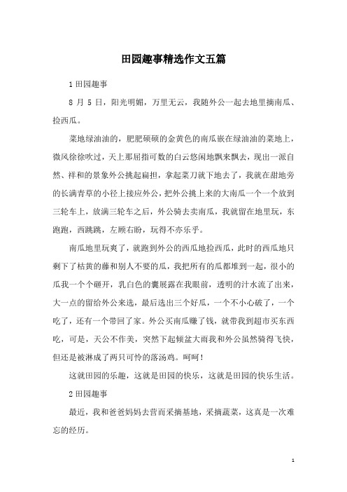 田园趣事精选作文五篇