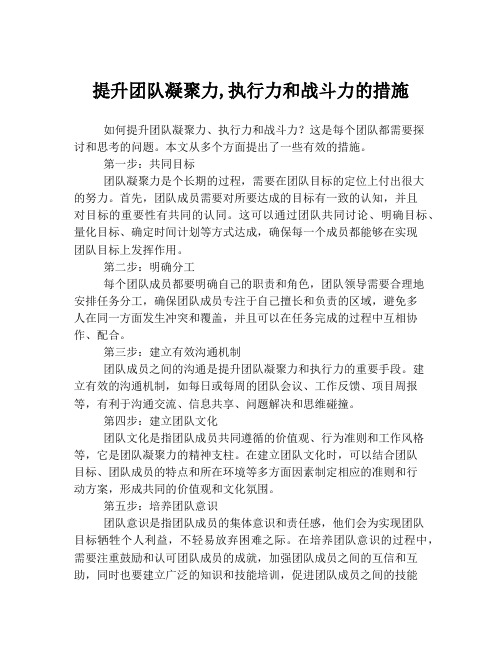 提升团队凝聚力,执行力和战斗力的措施