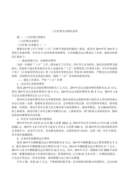 三公经费支出情况说明