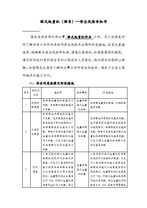 塔式起重机(塔吊)—安全风险告知书