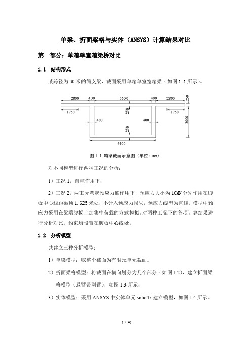 单梁、折面梁格与实体对比