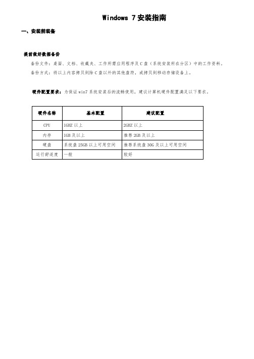 Windows 7专业版安装指南(通用版)