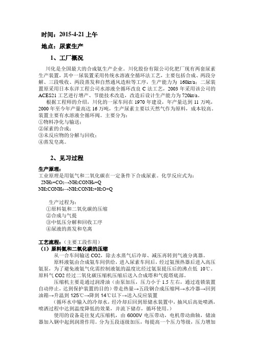 化工见习尿素生产