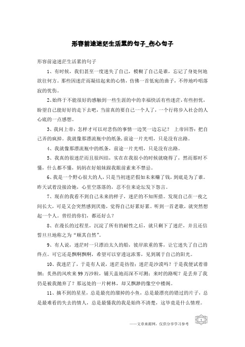 形容前途迷茫生活累的句子-伤心句子