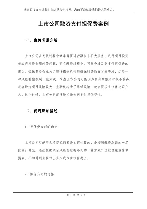上市公司融资支付担保费案例