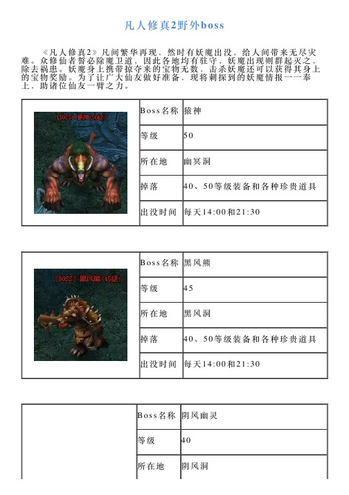 凡人修真2野外boss