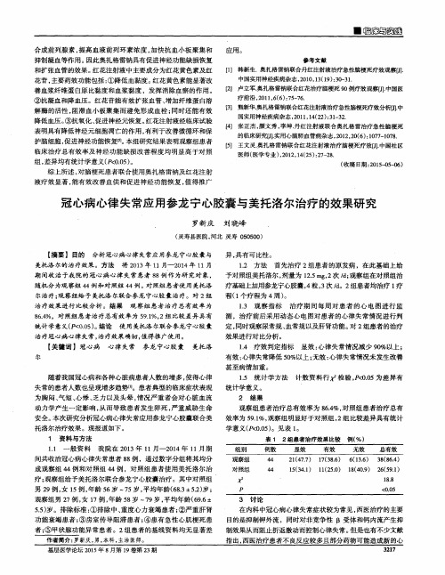 冠心病心律失常应用参龙宁心胶囊与美托洛尔治疗的效果研究