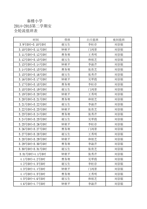 秦楼小学寒假安全值班表