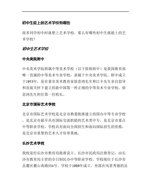初中生能上的艺术学校有哪些