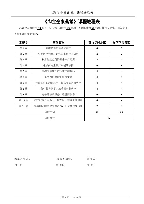 《淘宝全案营销》课程大纲