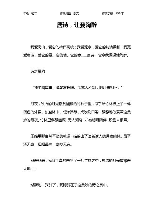 唐诗,让我陶醉作文【初中初二800字】