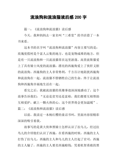 流浪狗和流浪猫读后感200字作文