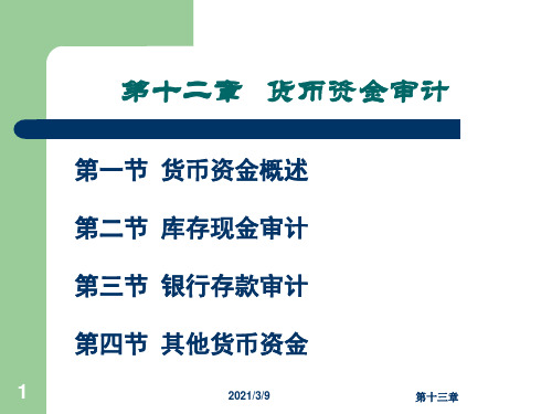 012第十二章、货币资金审计-PPT文档资料