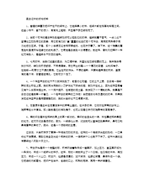 2021年昆虫记中好句好段