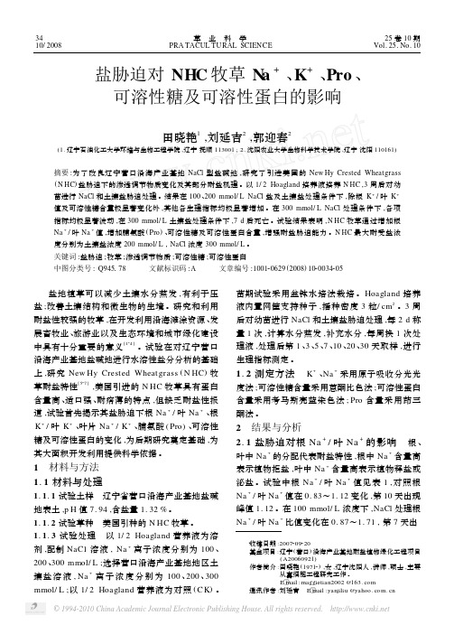 盐胁迫对NHC牧草Na_K_Pro_可溶性糖及可溶性蛋白的影响