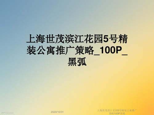 上海世茂滨江花园5号精装公寓推广策略100P黑弧
