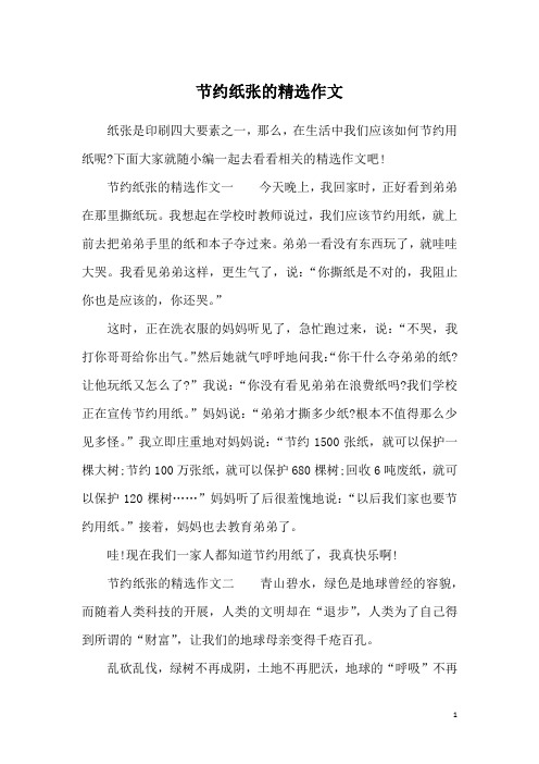 节约纸张的精选作文