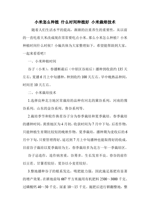 小米怎么种植 什么时间种植好 小米栽培技术.doc