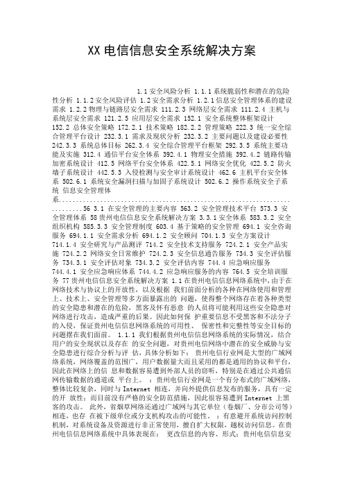 XX电信信息安全系统解决方案.doc