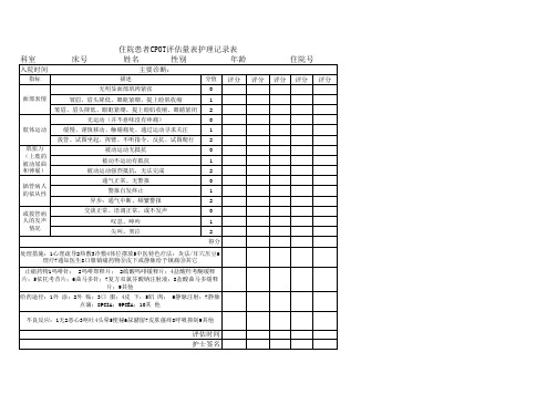 ICU疼痛评估表