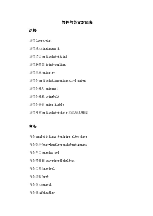 管件的英文对照表