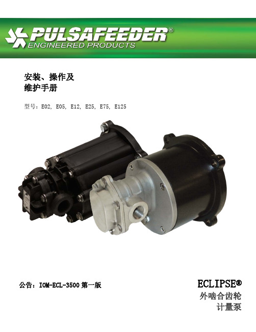 帕斯菲达 外啮合齿轮 计量泵 安装、操作及 维护手册说明书