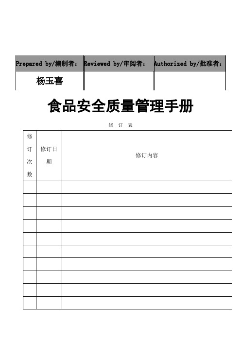 食品安全质量管理手册