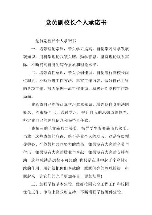 党员副校长个人承诺书