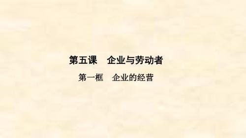 2018-2019学年高一政治人教版必修1优化课件：第2单元 第5课 第1框 企业的经营