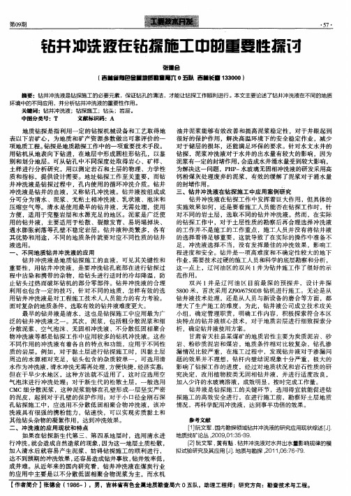 钻井冲洗液在钻探施工中的重要性探讨