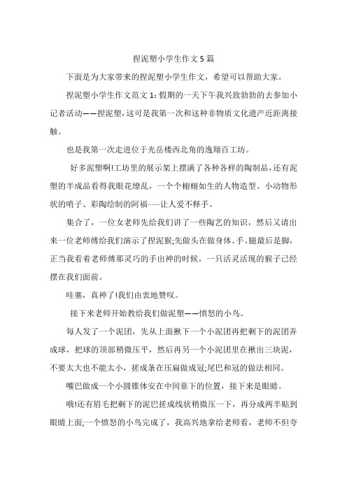捏泥塑小学生作文5篇