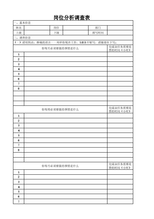 岗位分析调查表
