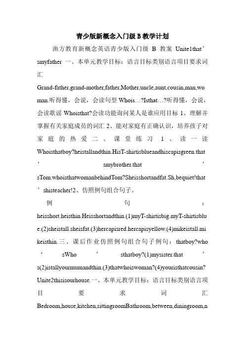 青少版新概念入门级B教学计划.doc