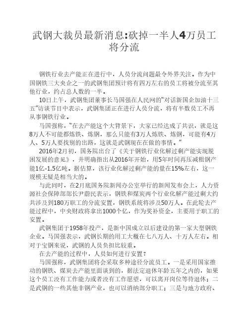 武钢大裁员砍掉一半人