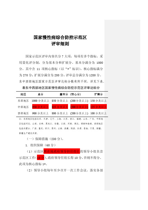 国家慢性病综合防控示范区评审细则