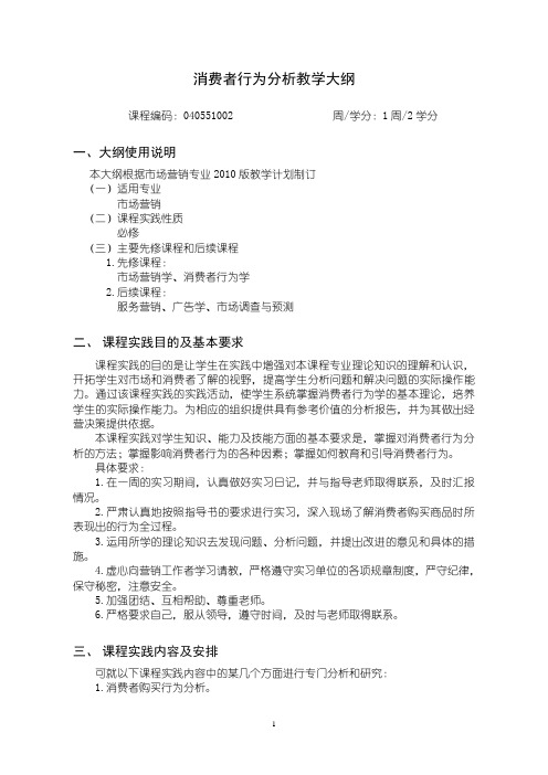 33：040551002 消费者行为分析课程设计教学大纲