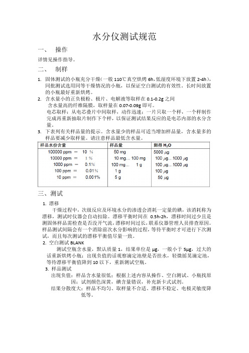 卡尔费休水分仪规范