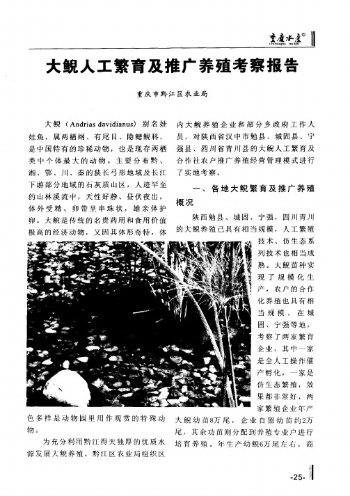 大鲵人工繁育及推广养殖考察报告
