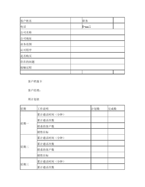 电话销售技巧工具表单