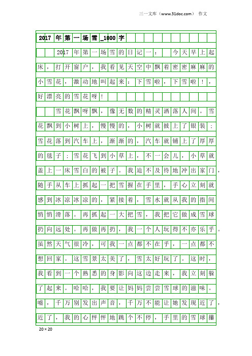 作文：2017年第一场雪_1000字